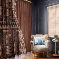 Bula Fiji Window Curtain Tribal Masi Tapa - Brown - Wonder Print Shop