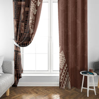 Bula Fiji Window Curtain Tribal Masi Tapa - Brown - Wonder Print Shop