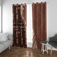 Bula Fiji Window Curtain Tribal Masi Tapa - Brown - Wonder Print Shop