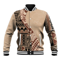Bula Fiji Baseball Jacket Tribal Masi Tapa - Beige LT7 - Wonder Print Shop