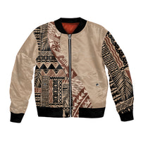 Bula Fiji Bomber Jacket Tribal Masi Tapa - Beige LT7 - Wonder Print Shop