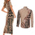 Bula Fiji Couples Matching Short Sleeve Bodycon Dress and Long Sleeve Button Shirt Tribal Masi Tapa - Beige LT7 - Wonder Print Shop