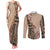 Bula Fiji Couples Matching Tank Maxi Dress and Hawaiian Shirt Tribal Masi Tapa - Beige LT7 - Wonder Print Shop