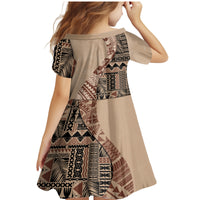 Bula Fiji Family Matching Mermaid Dress and Hawaiian Shirt Tribal Masi Tapa - Beige LT7 - Wonder Print Shop