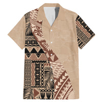 Bula Fiji Family Matching Mermaid Dress and Hawaiian Shirt Tribal Masi Tapa - Beige LT7 - Wonder Print Shop