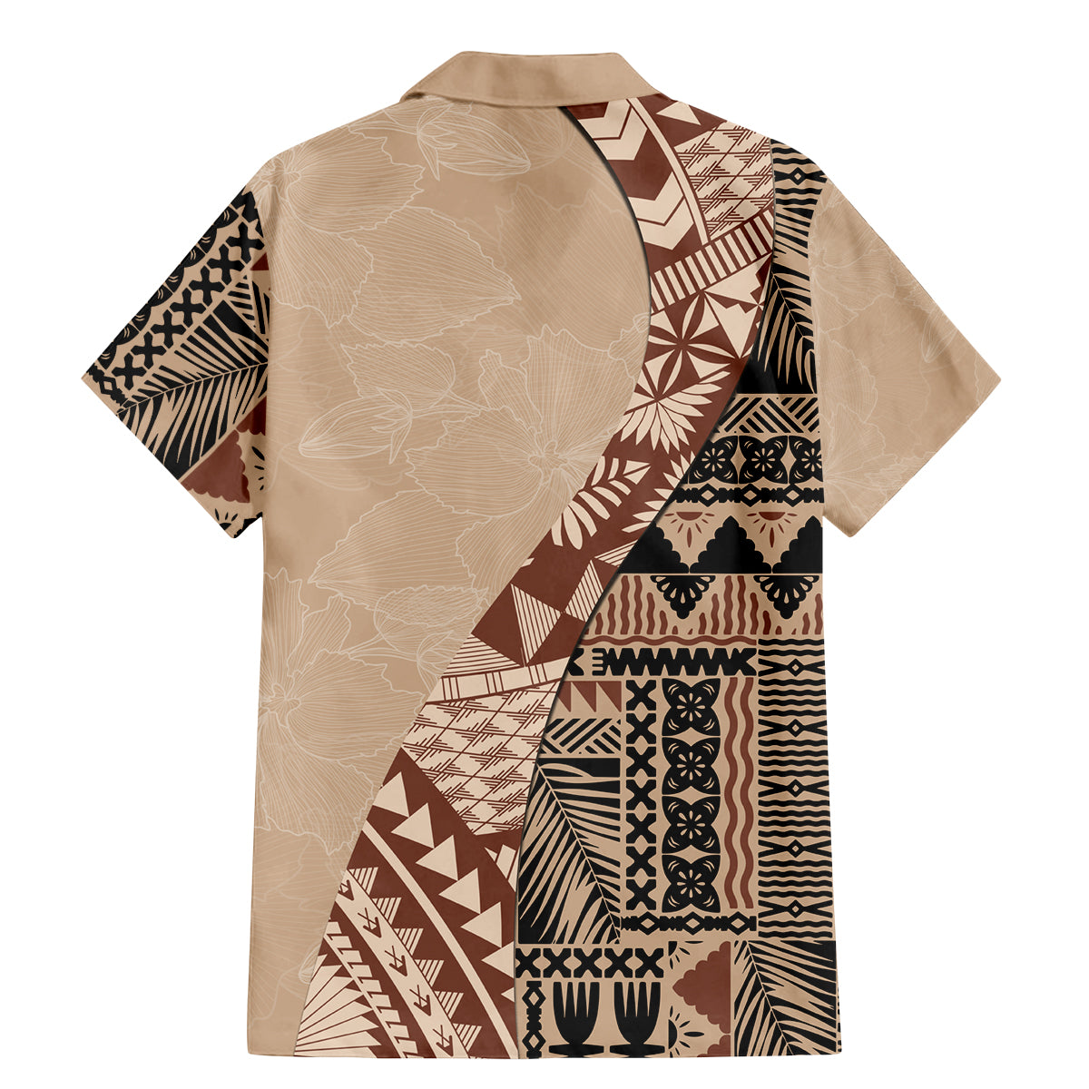 Bula Fiji Family Matching Mermaid Dress and Hawaiian Shirt Tribal Masi Tapa - Beige LT7 - Wonder Print Shop