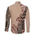 Bula Fiji Family Matching Long Sleeve Bodycon Dress and Hawaiian Shirt Tribal Masi Tapa - Beige LT7 - Wonder Print Shop