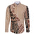 Bula Fiji Family Matching Off Shoulder Maxi Dress and Hawaiian Shirt Tribal Masi Tapa - Beige LT7 - Wonder Print Shop