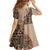 Bula Fiji Family Matching Long Sleeve Bodycon Dress and Hawaiian Shirt Tribal Masi Tapa - Beige LT7 - Wonder Print Shop