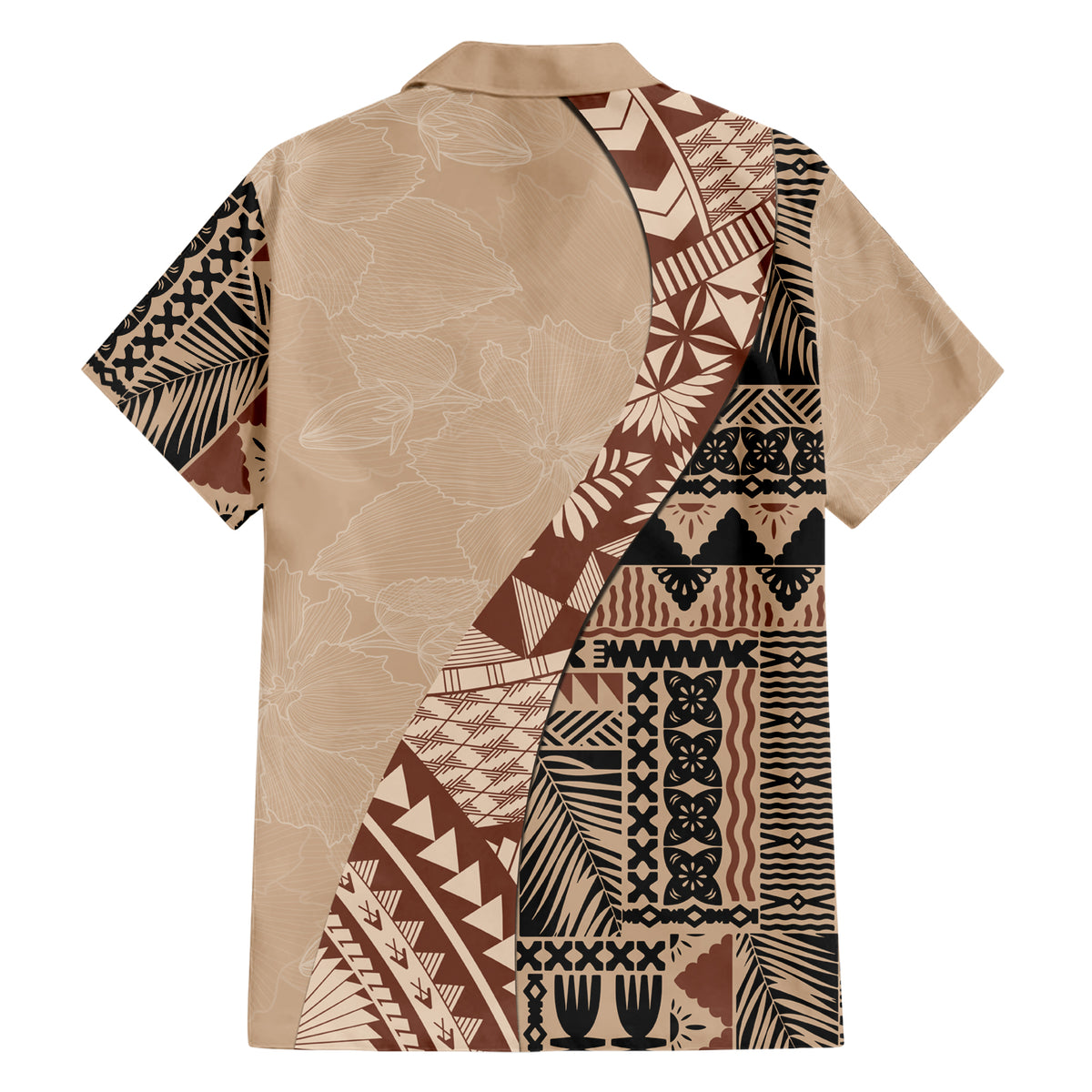 Bula Fiji Family Matching Short Sleeve Bodycon Dress and Hawaiian Shirt Tribal Masi Tapa - Beige - Wonder Print Shop