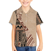 Bula Fiji Hawaiian Shirt Tribal Masi Tapa - Beige - Wonder Print Shop