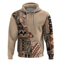 Bula Fiji Hoodie Tribal Masi Tapa - Beige - Wonder Print Shop