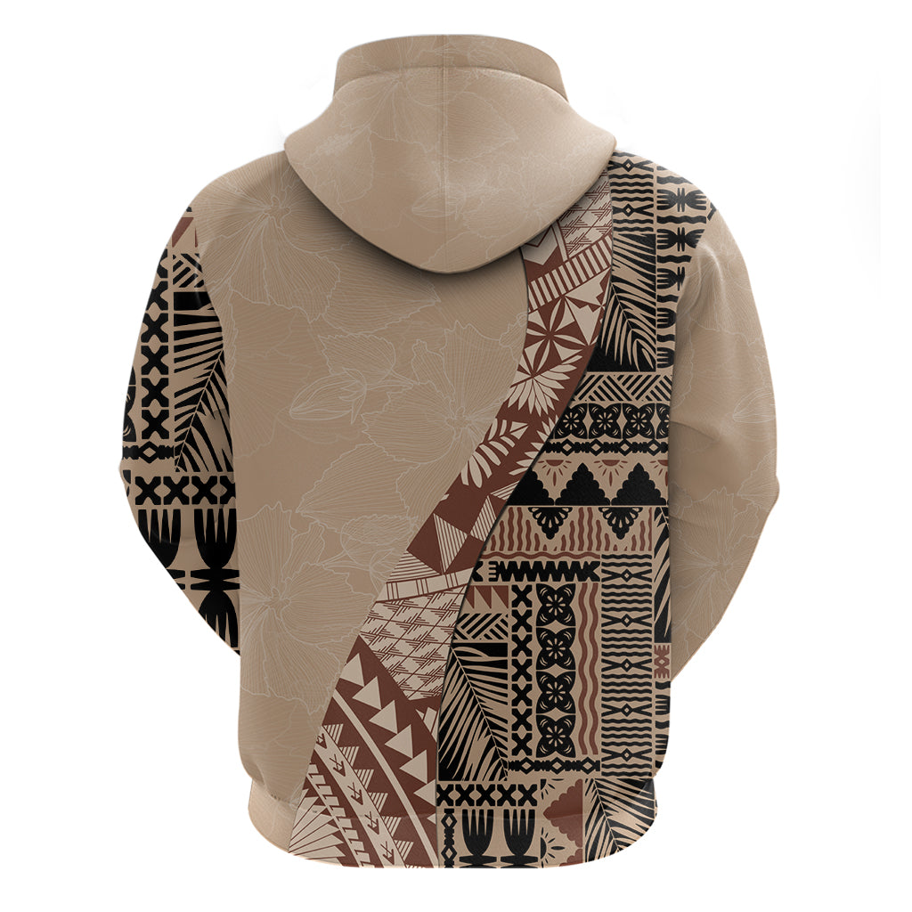 Bula Fiji Hoodie Tribal Masi Tapa - Beige - Wonder Print Shop