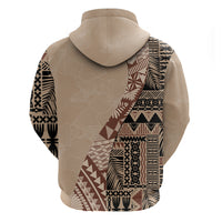 Bula Fiji Hoodie Tribal Masi Tapa - Beige - Wonder Print Shop
