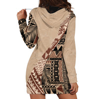 Bula Fiji Hoodie Dress Tribal Masi Tapa - Beige - Wonder Print Shop