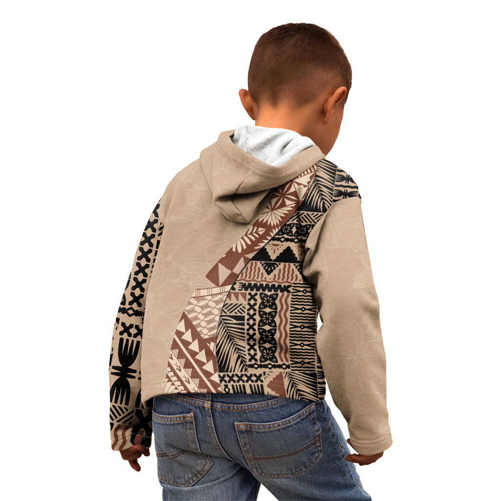 Bula Fiji Kid Hoodie Tribal Masi Tapa - Beige - Wonder Print Shop