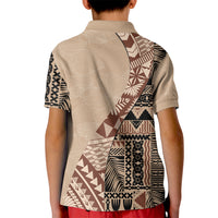 Bula Fiji Kid Polo Shirt Tribal Masi Tapa - Beige - Wonder Print Shop