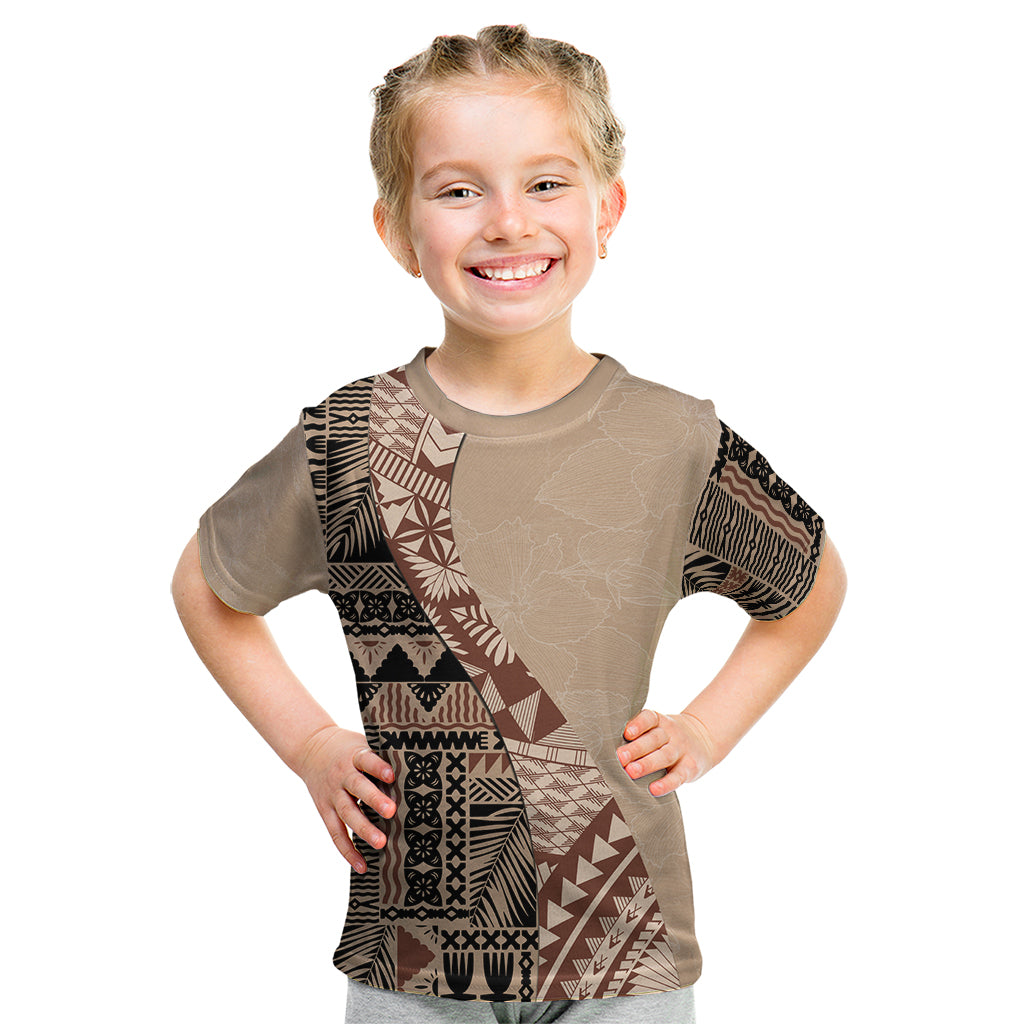 Bula Fiji Kid T Shirt Tribal Masi Tapa - Beige - Wonder Print Shop