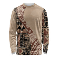 Bula Fiji Long Sleeve Shirt Tribal Masi Tapa - Beige - Wonder Print Shop