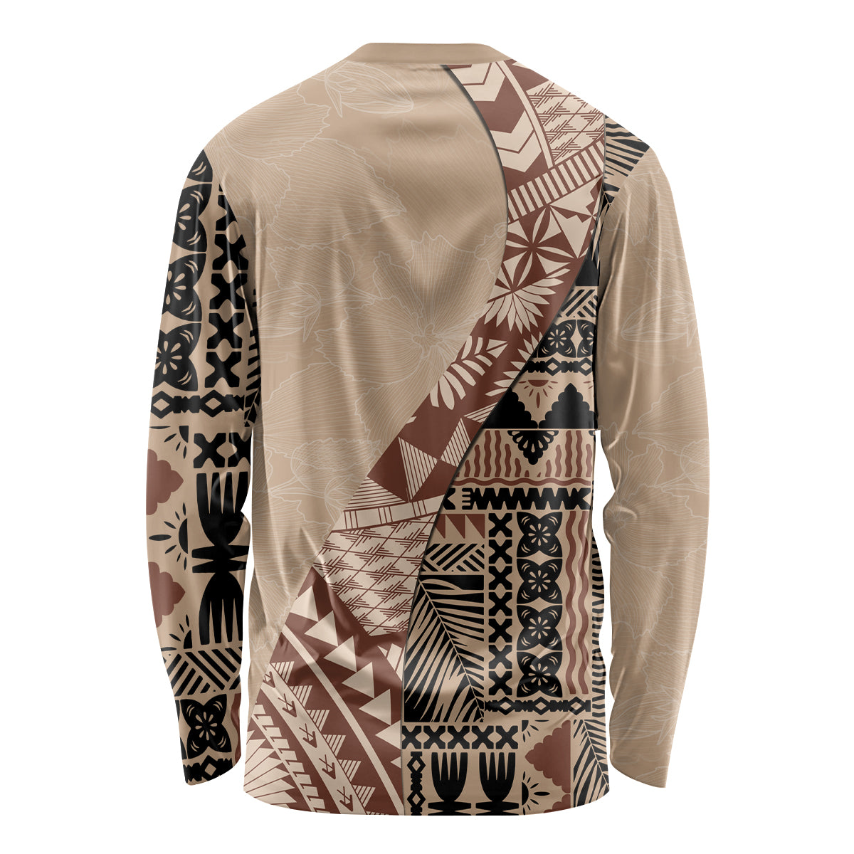 Bula Fiji Long Sleeve Shirt Tribal Masi Tapa - Beige - Wonder Print Shop