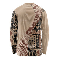 Bula Fiji Long Sleeve Shirt Tribal Masi Tapa - Beige - Wonder Print Shop