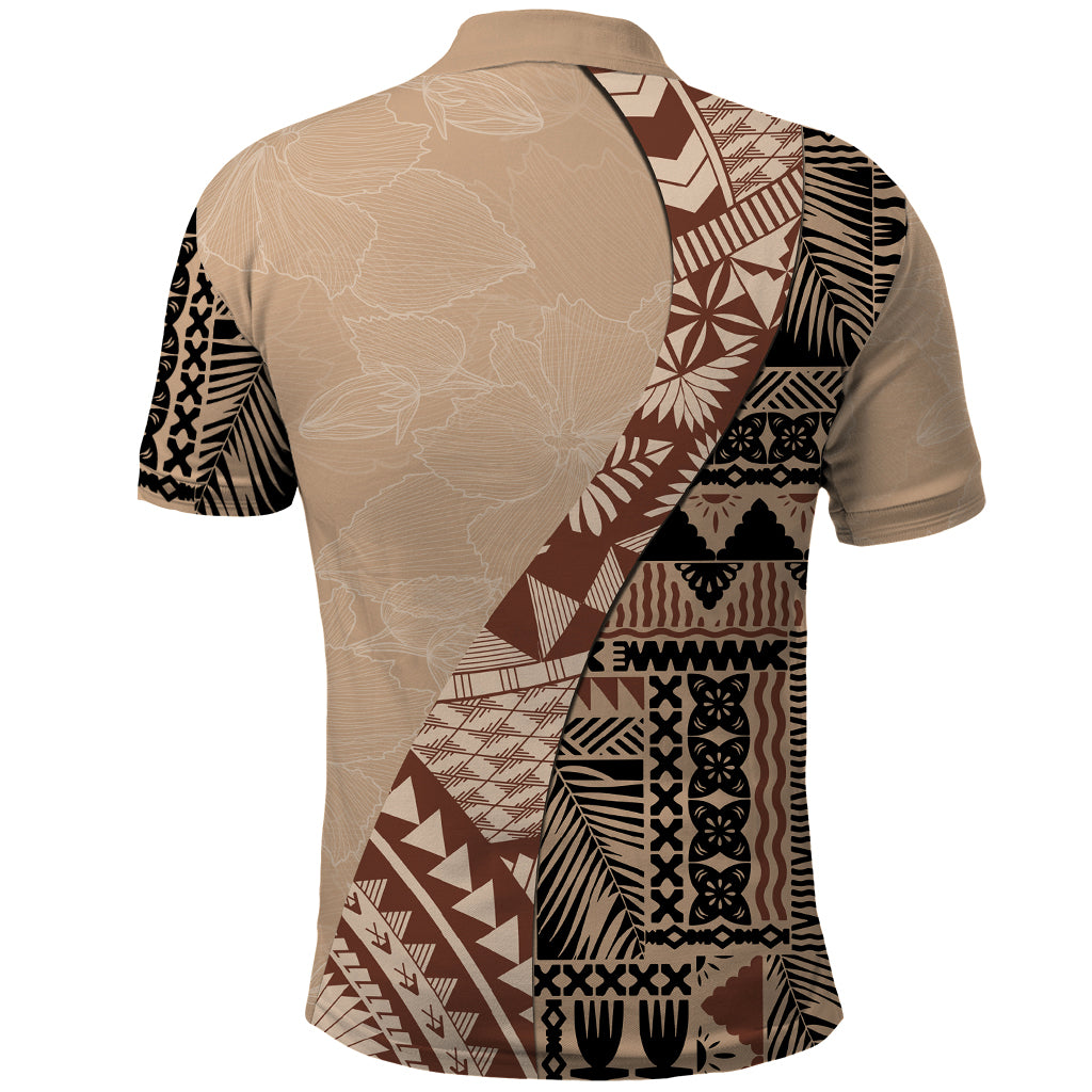 Bula Fiji Polo Shirt Tribal Masi Tapa - Beige - Wonder Print Shop