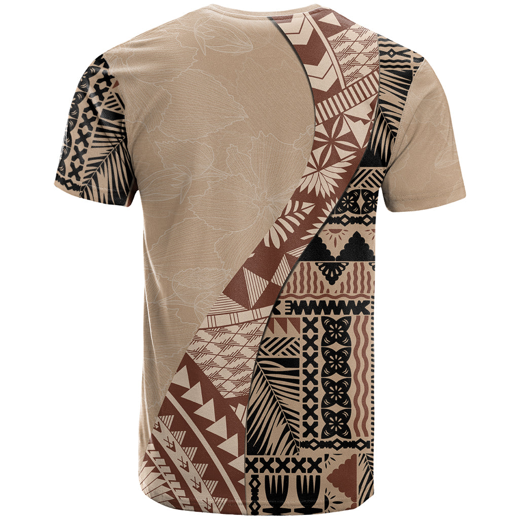 Bula Fiji T Shirt Tribal Masi Tapa - Beige - Wonder Print Shop