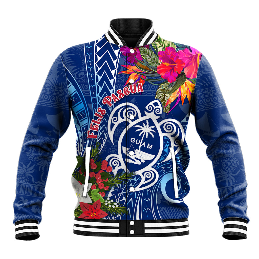 Guam Christmas Baseball Jacket Turtle Mix Tapa Felis Pasgua LT7 - Wonder Print Shop