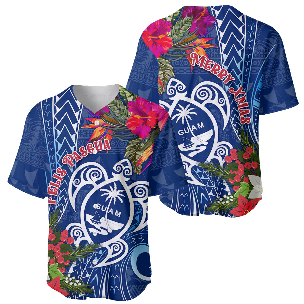 Guam Christmas Baseball Jersey Turtle Mix Tapa Felis Pasgua LT7 - Wonder Print Shop