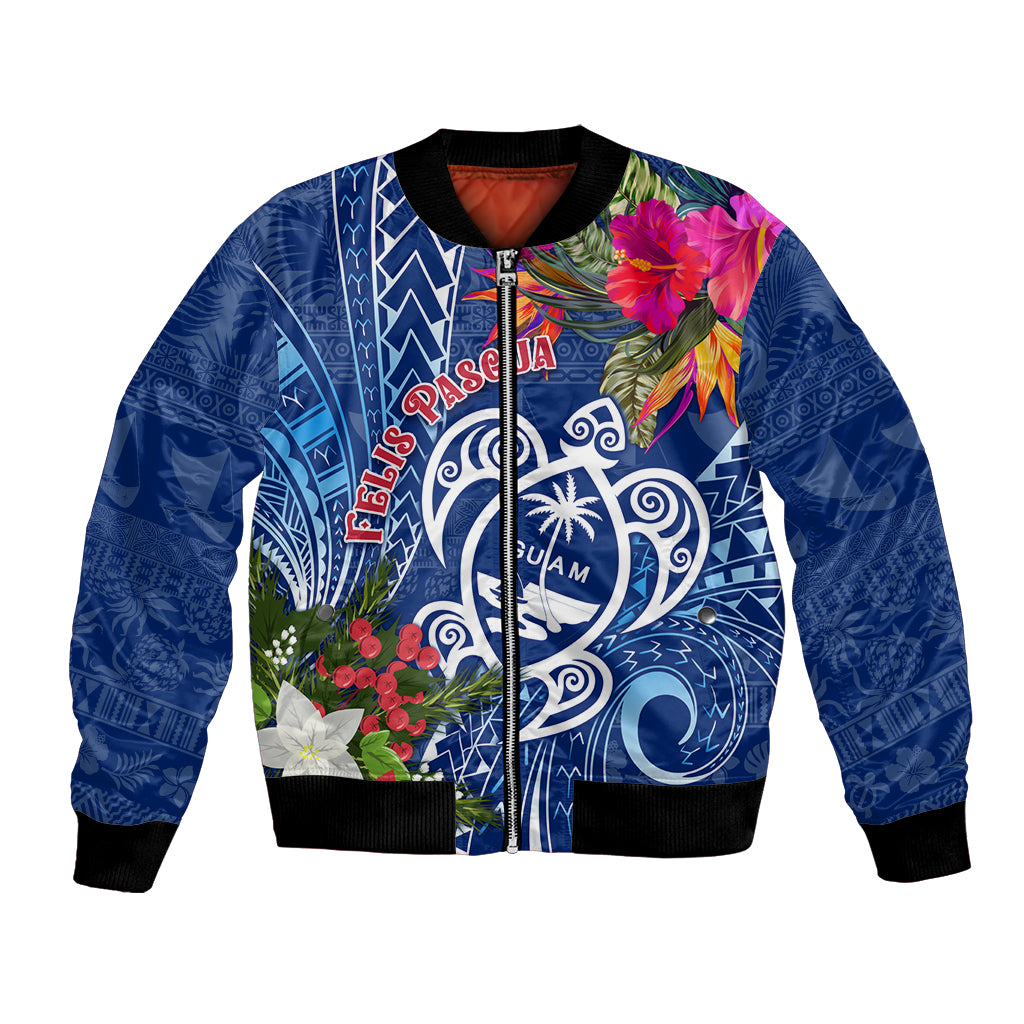 Guam Christmas Bomber Jacket Turtle Mix Tapa Felis Pasgua LT7 - Wonder Print Shop