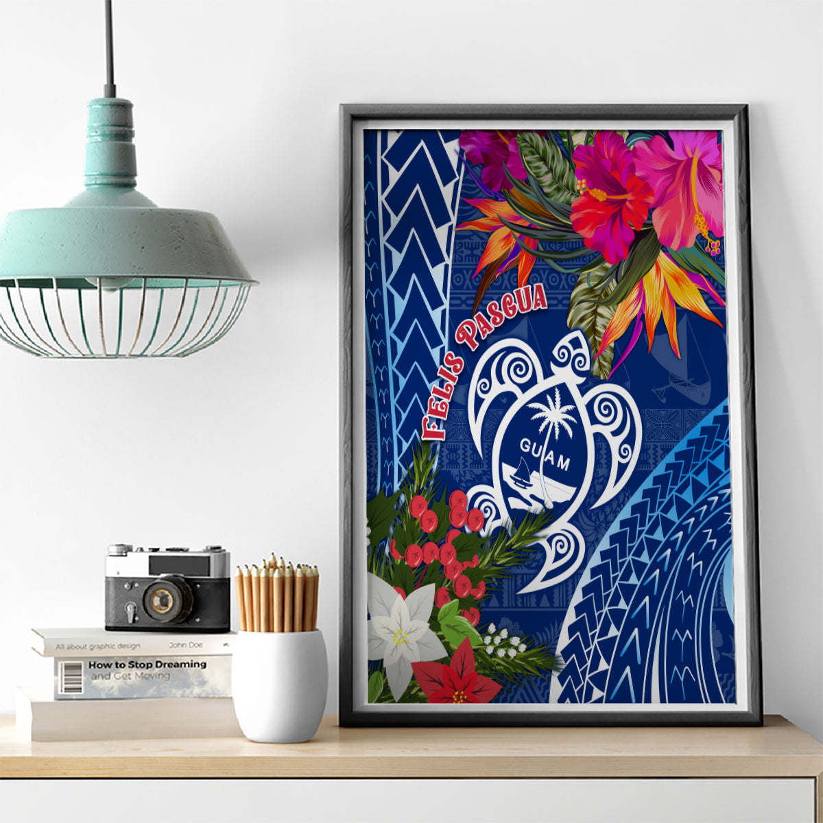 Guam Christmas Canvas Wall Art Turtle Mix Tapa Felis Pasgua LT7 - Wonder Print Shop