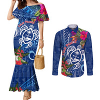 guam-christmas-couples-matching-mermaid-dress-and-long-sleeve-button-shirt-turtle-mix-tapa-felis-pasgua