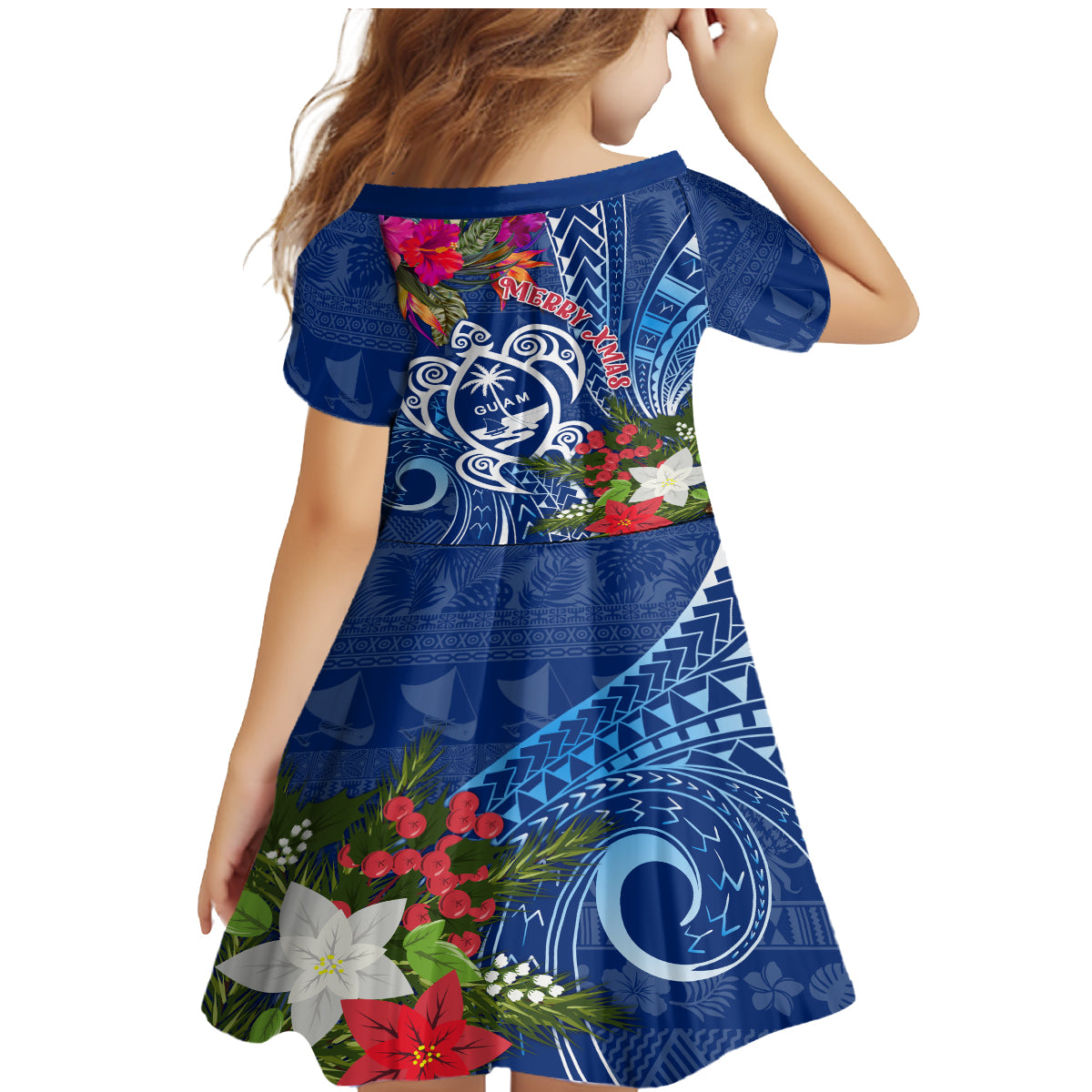 Guam Christmas Family Matching Mermaid Dress and Hawaiian Shirt Turtle Mix Tapa Felis Pasgua LT7 - Wonder Print Shop