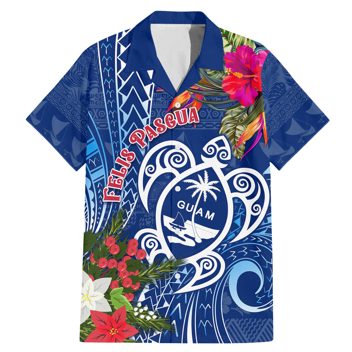 Guam Christmas Family Matching Mermaid Dress and Hawaiian Shirt Turtle Mix Tapa Felis Pasgua LT7 - Wonder Print Shop