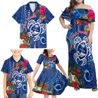 Guam Christmas Family Matching Off Shoulder Maxi Dress and Hawaiian Shirt Turtle Mix Tapa Felis Pasgua LT7 - Wonder Print Shop