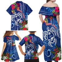 Guam Christmas Family Matching Off Shoulder Maxi Dress and Hawaiian Shirt Turtle Mix Tapa Felis Pasgua LT7 - Wonder Print Shop