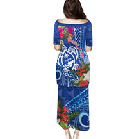 Guam Christmas Family Matching Puletasi Dress and Hawaiian Shirt Turtle Mix Tapa Felis Pasgua - Wonder Print Shop