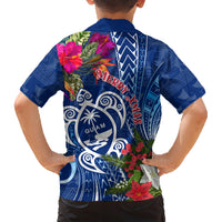 Guam Christmas Family Matching Short Sleeve Bodycon Dress and Hawaiian Shirt Turtle Mix Tapa Felis Pasgua - Wonder Print Shop