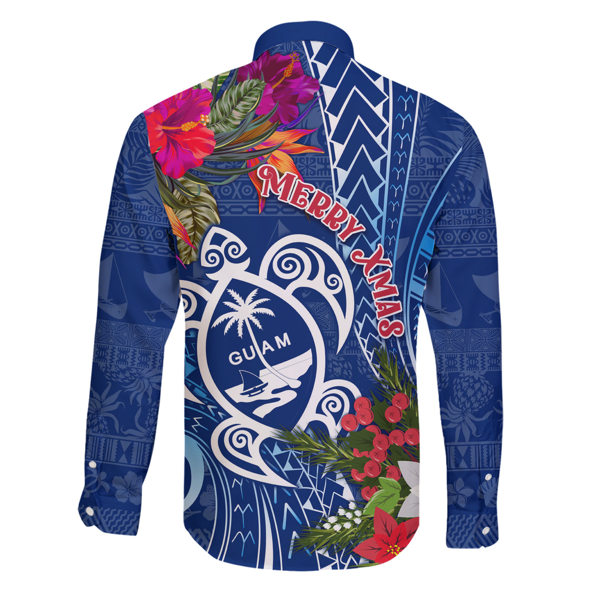 Guam Christmas Family Matching Short Sleeve Bodycon Dress and Hawaiian Shirt Turtle Mix Tapa Felis Pasgua - Wonder Print Shop
