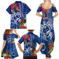 Guam Christmas Family Matching Summer Maxi Dress and Hawaiian Shirt Turtle Mix Tapa Felis Pasgua - Wonder Print Shop