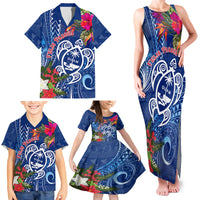 Guam Christmas Family Matching Tank Maxi Dress and Hawaiian Shirt Turtle Mix Tapa Felis Pasgua - Wonder Print Shop