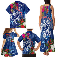 Guam Christmas Family Matching Tank Maxi Dress and Hawaiian Shirt Turtle Mix Tapa Felis Pasgua - Wonder Print Shop