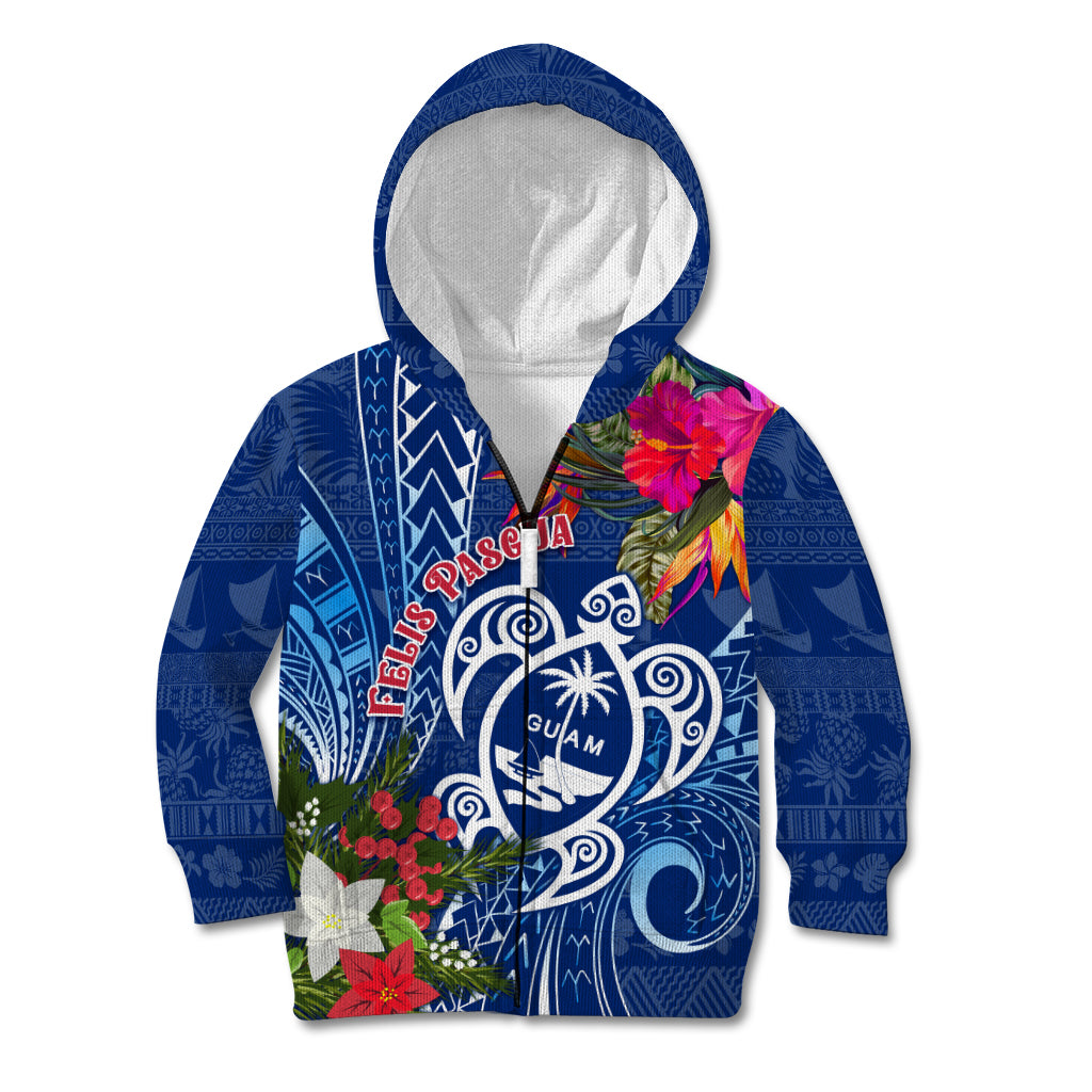 Guam Christmas Kid Hoodie Turtle Mix Tapa Felis Pasgua - Wonder Print Shop