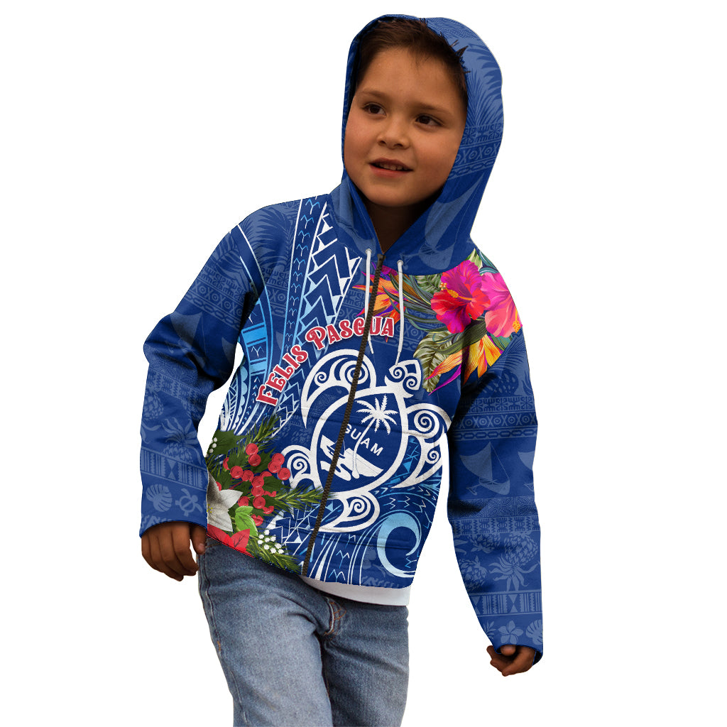Guam Christmas Kid Hoodie Turtle Mix Tapa Felis Pasgua - Wonder Print Shop