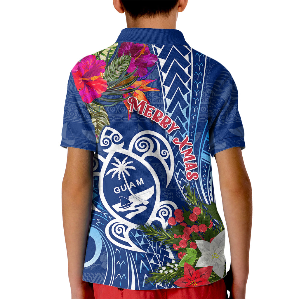 Guam Christmas Kid Polo Shirt Turtle Mix Tapa Felis Pasgua - Wonder Print Shop