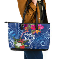 Guam Christmas Leather Tote Bag Turtle Mix Tapa Felis Pasgua - Wonder Print Shop