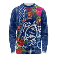 Guam Christmas Long Sleeve Shirt Turtle Mix Tapa Felis Pasgua - Wonder Print Shop