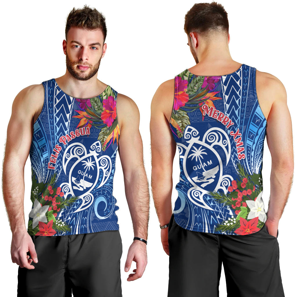 Guam Christmas Men Tank Top Turtle Mix Tapa Felis Pasgua - Wonder Print Shop