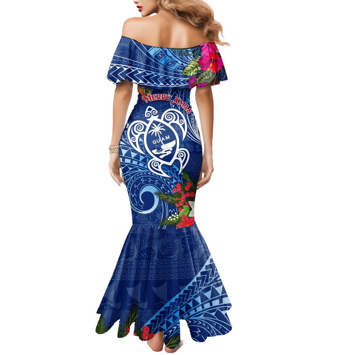 Guam Christmas Mermaid Dress Turtle Mix Tapa Felis Pasgua - Wonder Print Shop