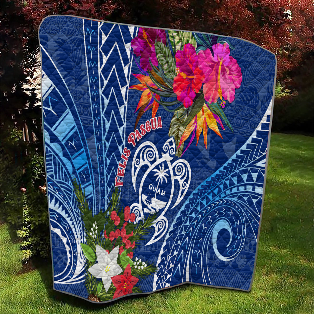 Guam Christmas Quilt Turtle Mix Tapa Felis Pasgua - Wonder Print Shop